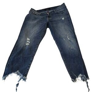 J Brand Sadey Distressed Skinny Jeans Raw Hem Cropped Size 32